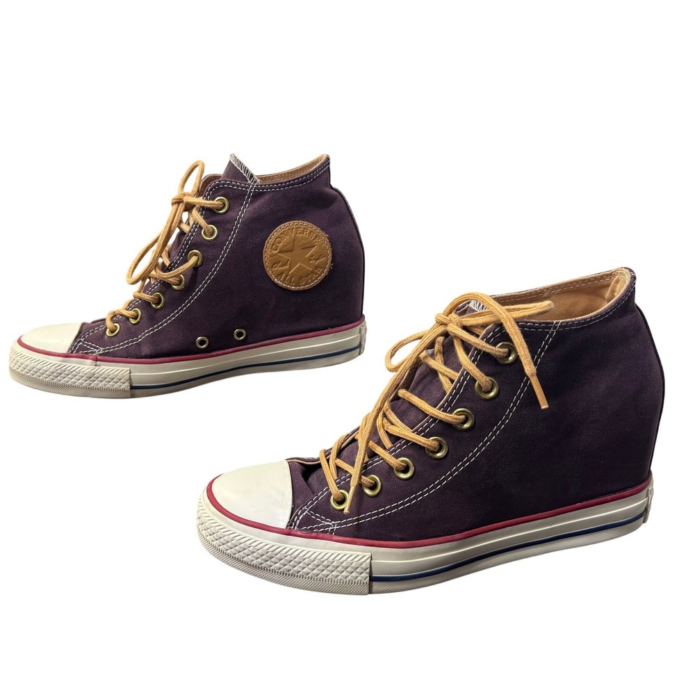 Converse‎ Chuck Taylor All Star Lux Wedge Plum Purple Suede Sneakers Womens 9 - Picture 2 of 9